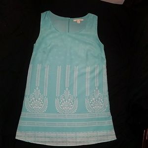 Light Turquoise Patterened Shift Dress